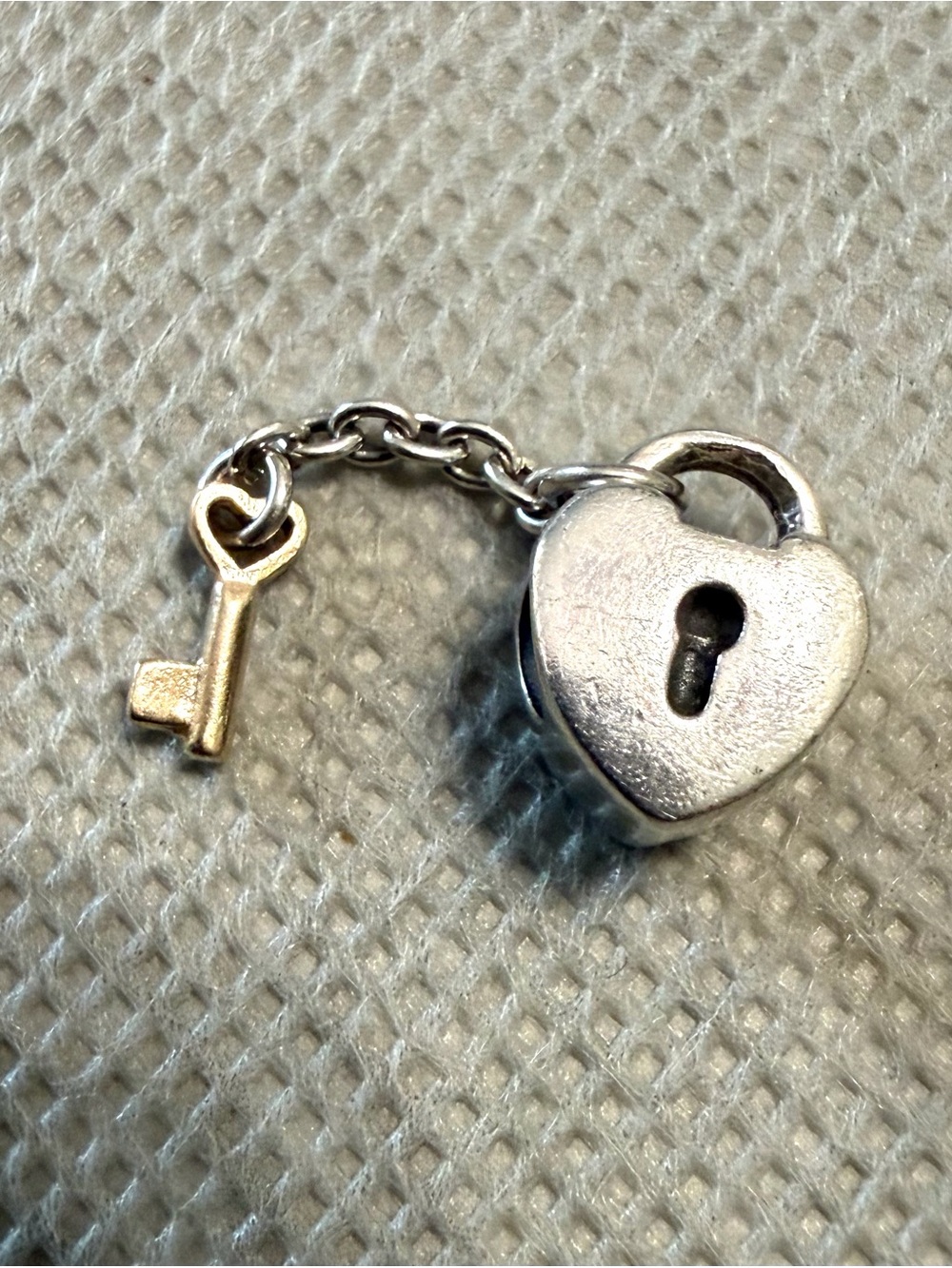 Pandora Sterling Silver 14k Gold Key Lock Heart Charm Dangle #790288